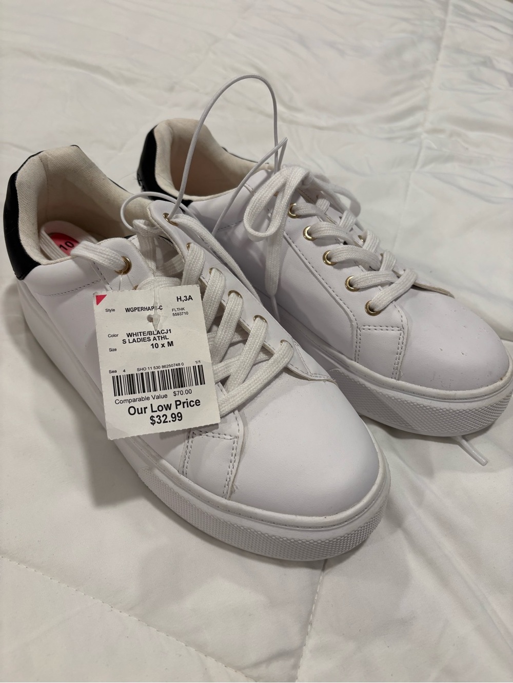Guess White Platform Lace-Up Sneakers